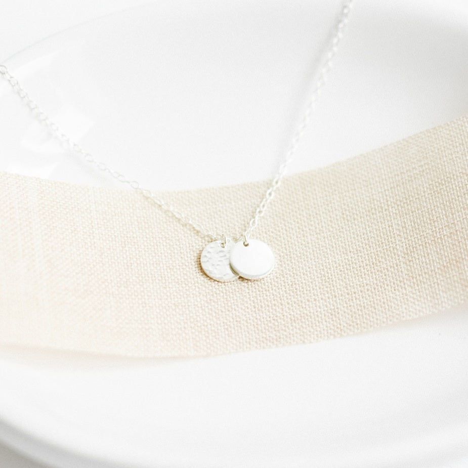 Silver Double Mini Disc Necklace