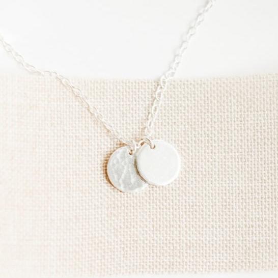 Silver Double Mini Disc Necklace