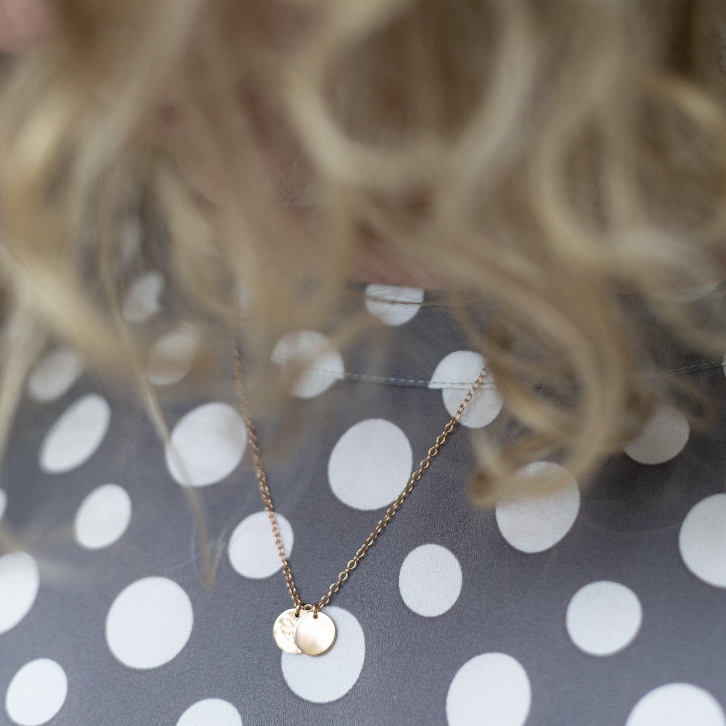 Rose Gold Double Mini Disc Necklace-necklace-January Eleven