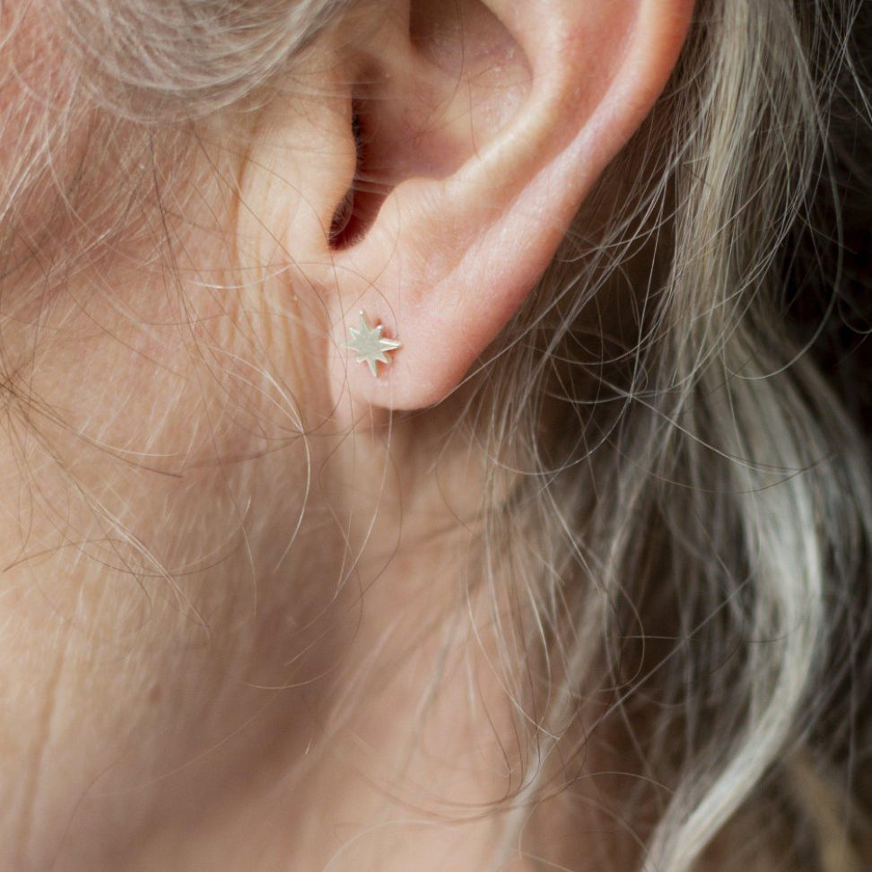 Sterling Silver Pole Star Earrings-earrings-January Eleven