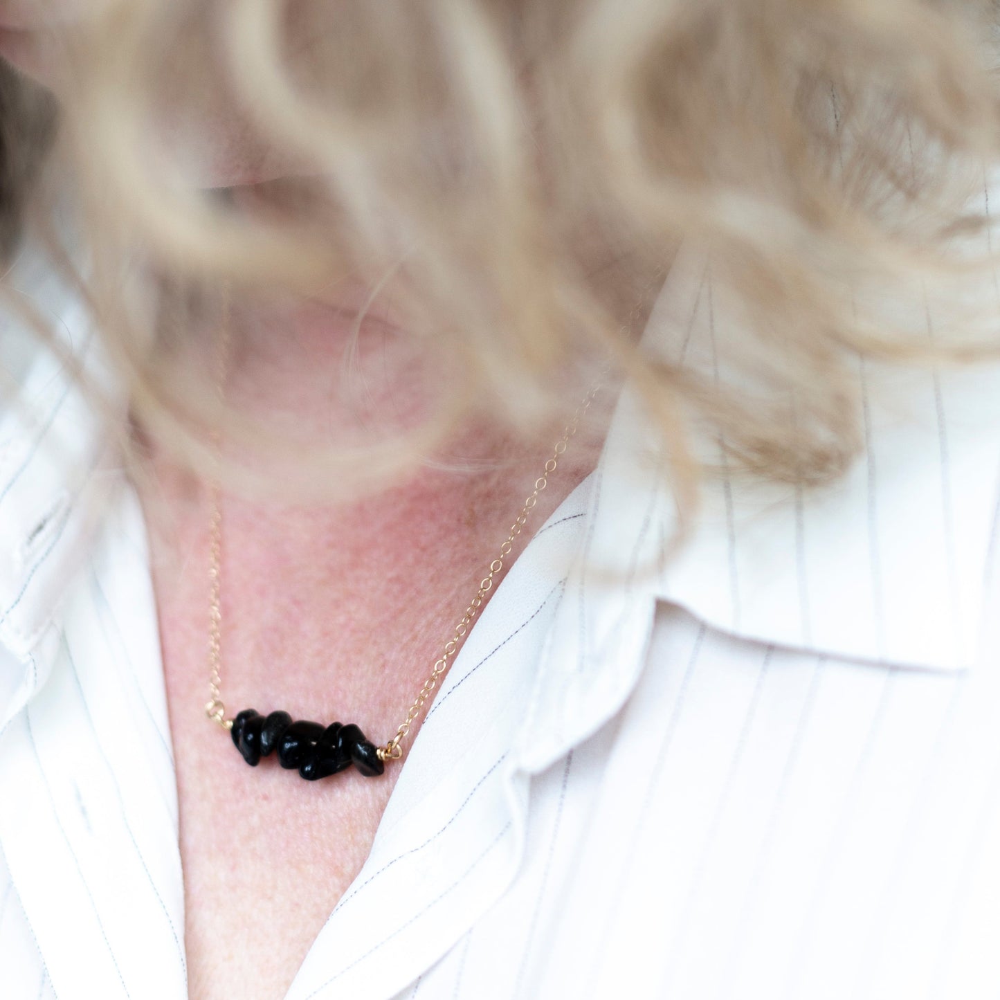 Gold and Black Gemstone Necklace