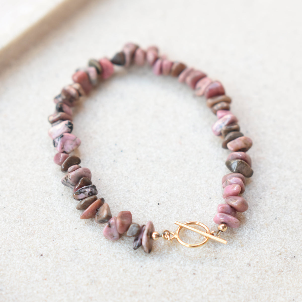 Rhodonite Gemstone Toggle Bracelet