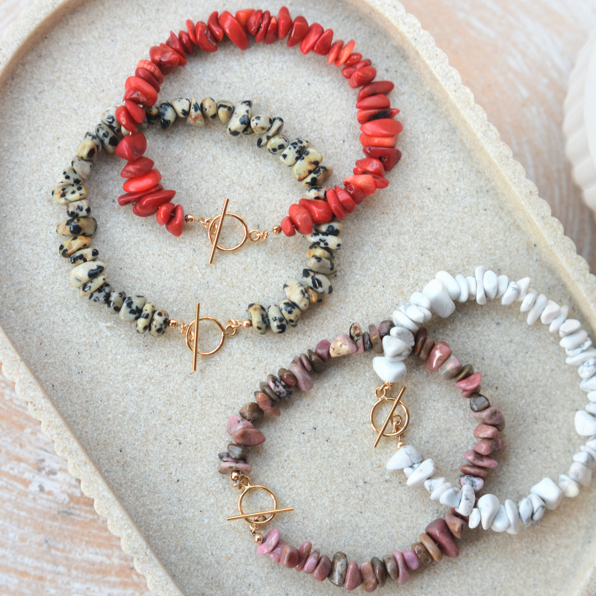 Rhodonite Gemstone Toggle Bracelet