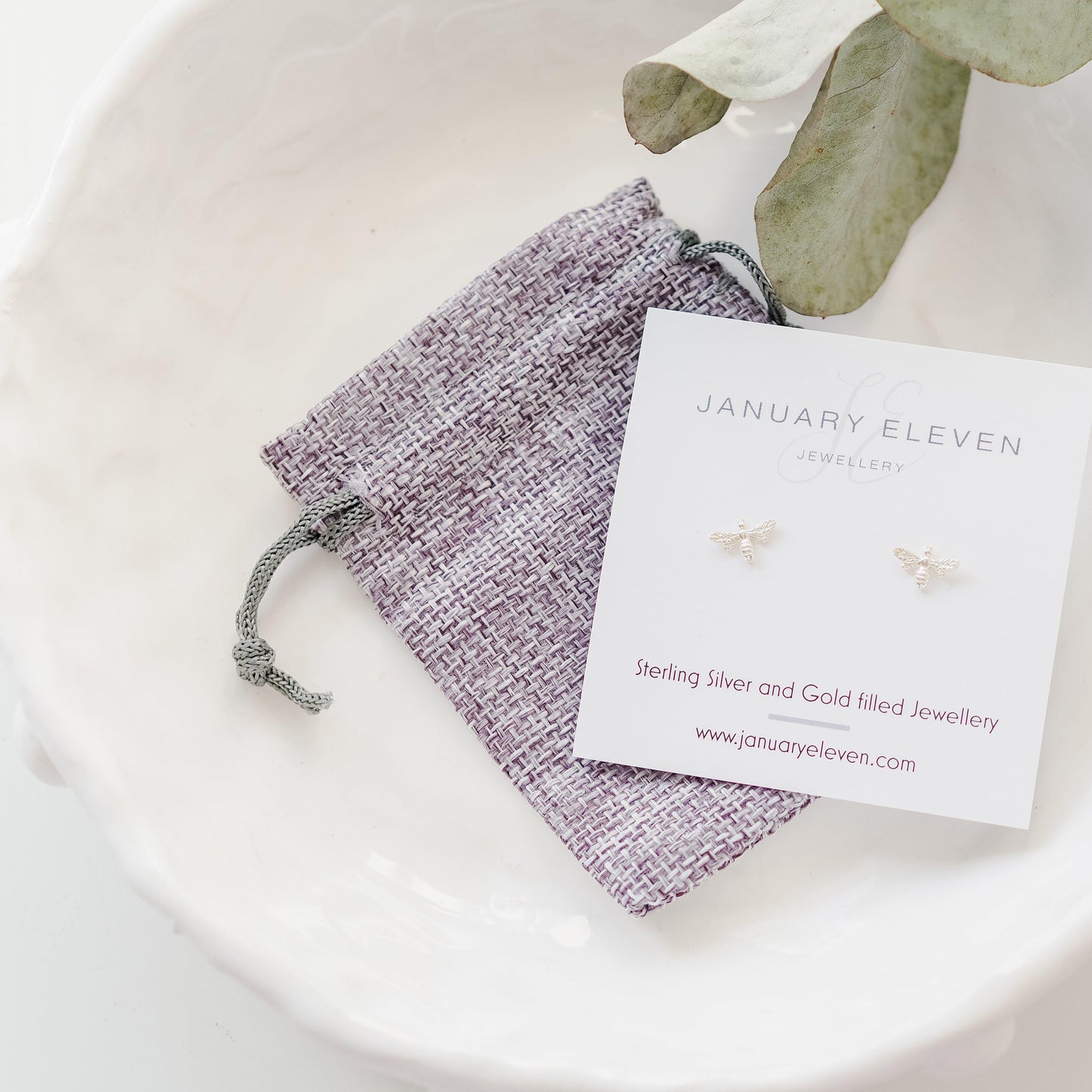 Sterling Silver Bee earrings-earrings-January Eleven