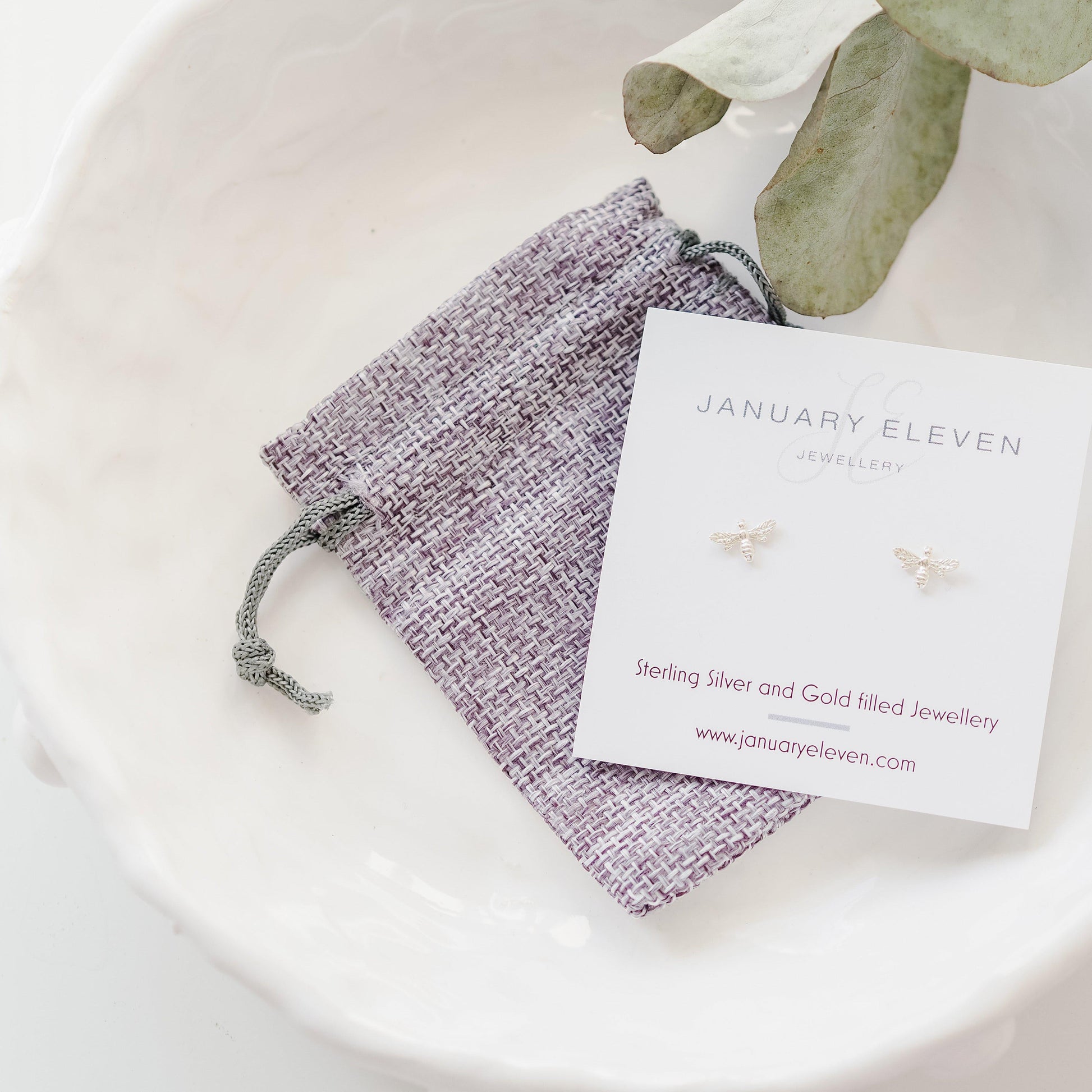 Sterling Silver Bee earrings-earrings-January Eleven