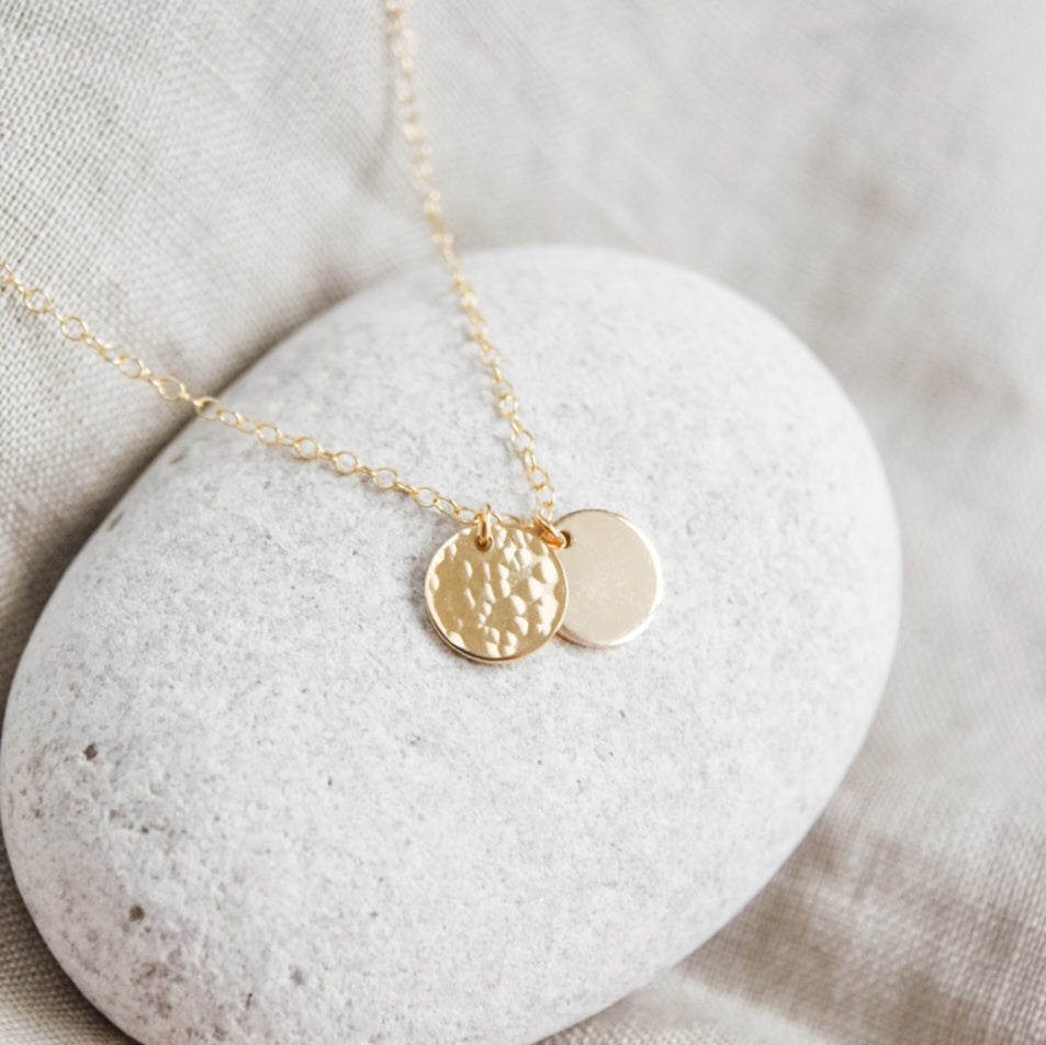 Gold Double Mini Disc necklace