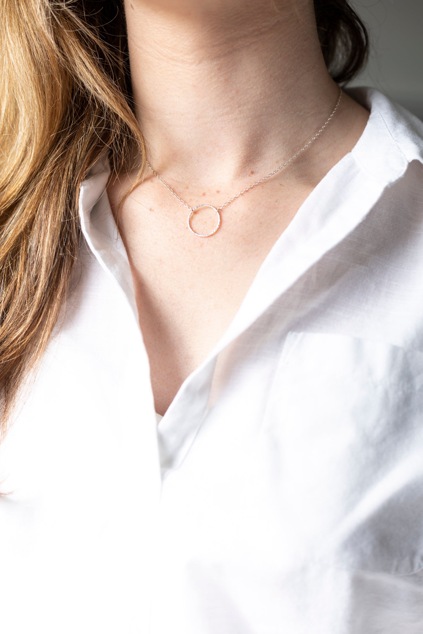 Silver Textured Ring Necklace