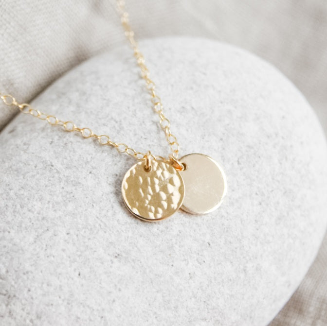 Gold Double Mini Disc necklace