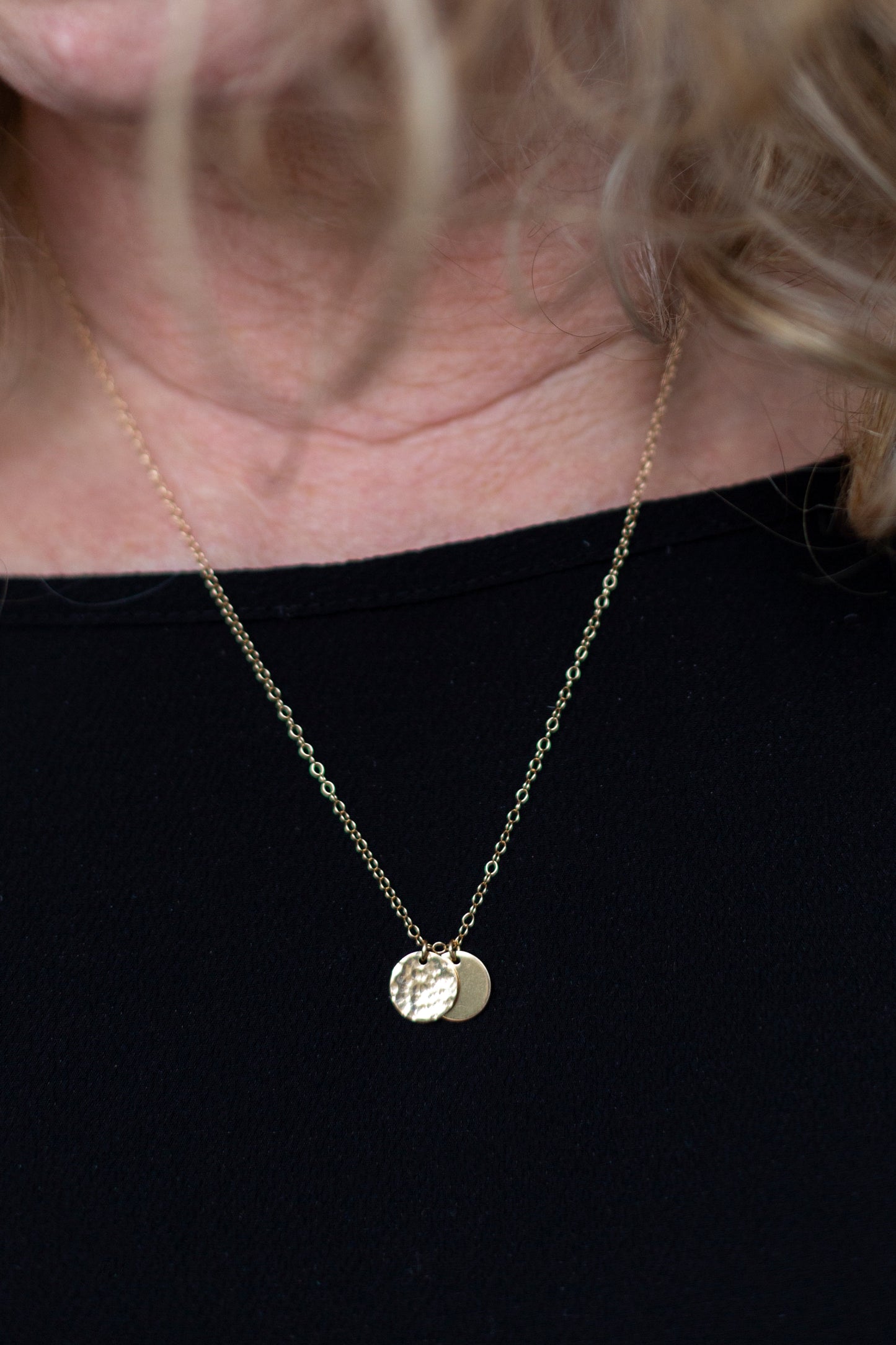 Gold Double Mini Disc necklace