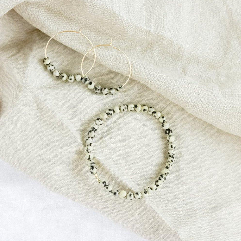 Dalmatian Jasper Gemstone Bracelet-bracelet-January Eleven