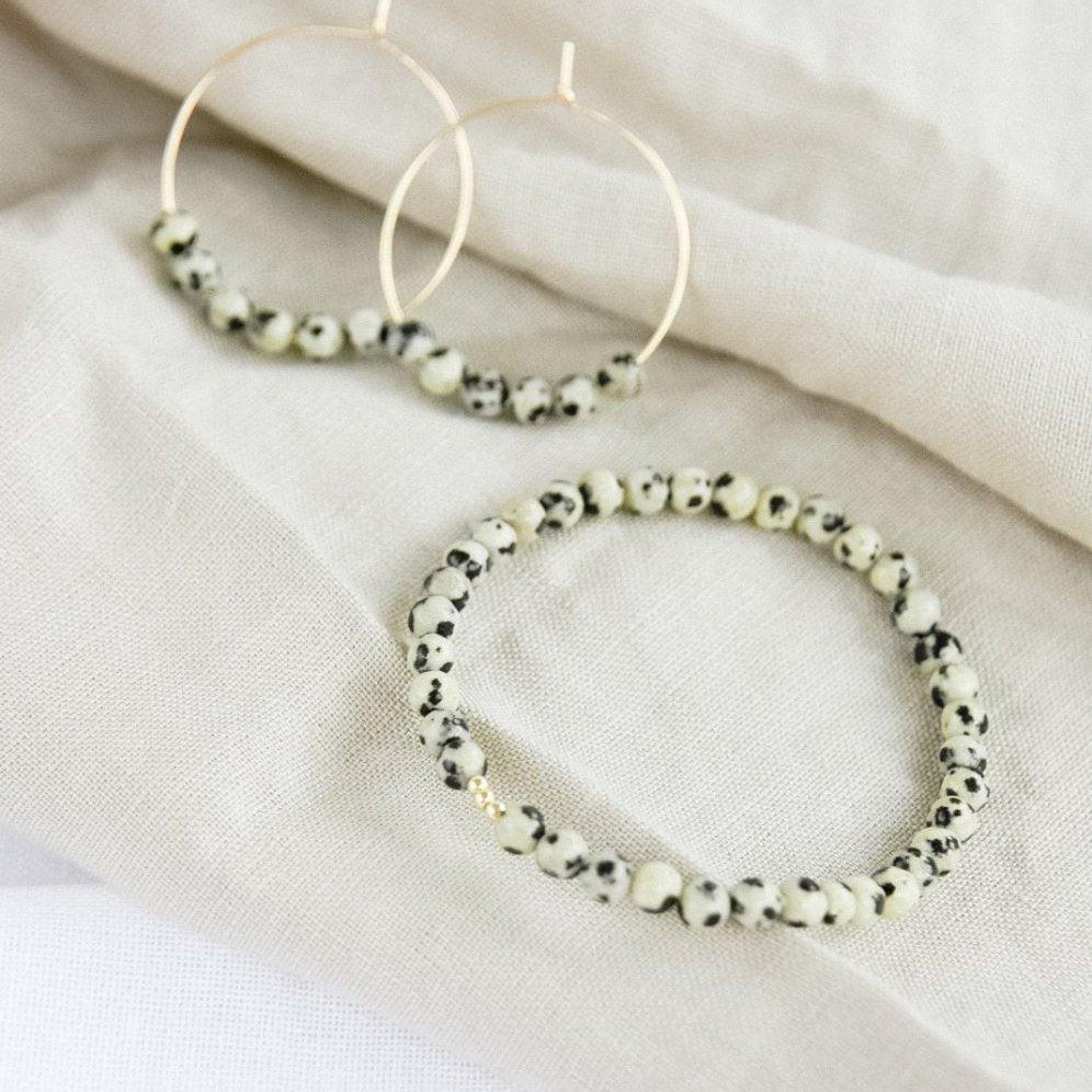 Dalmatian Jasper Gemstone Bracelet-bracelet-January Eleven