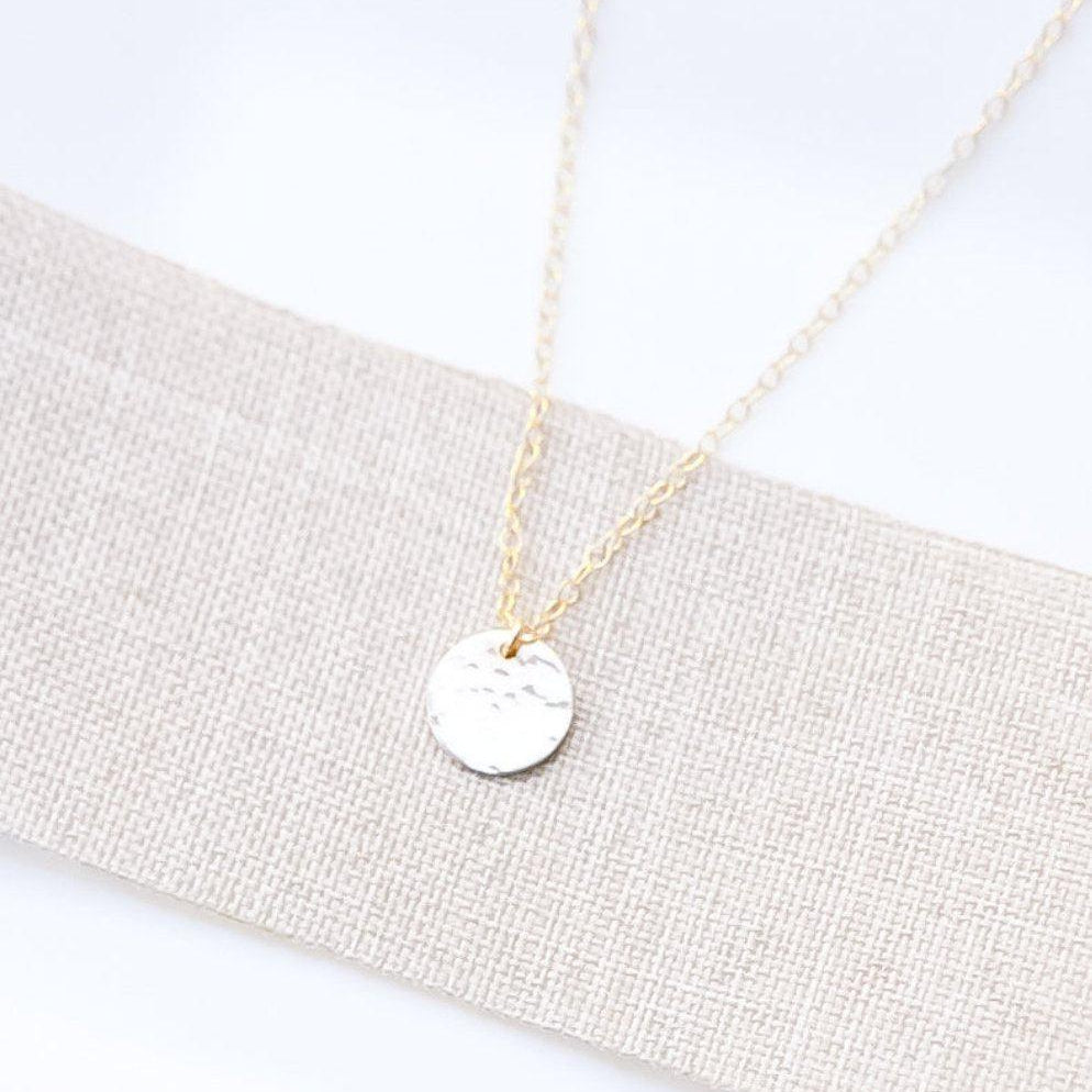 Gold Hammered Disc Necklace-necklace-January Eleven