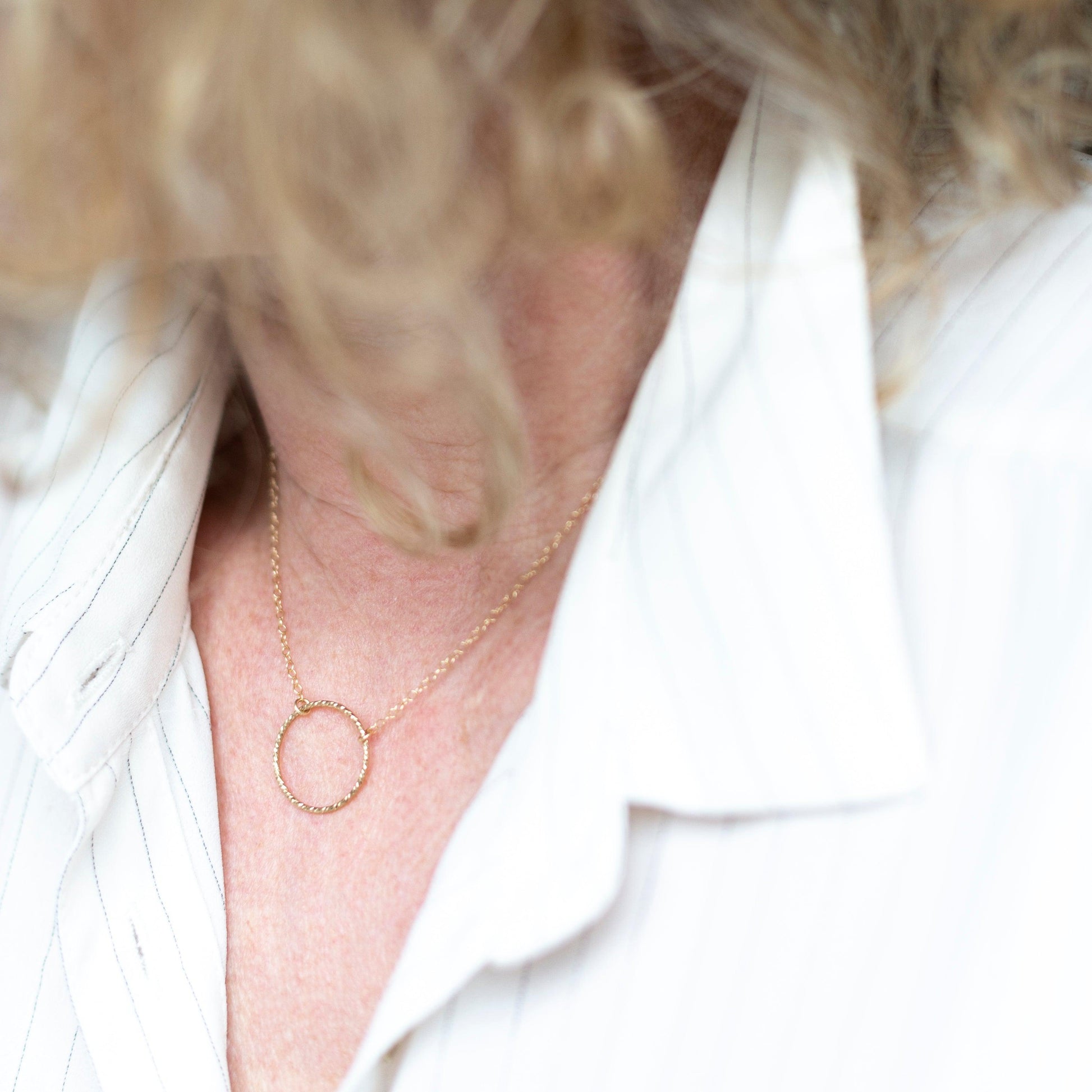 Gold Textured Ring Necklace-January Eleven