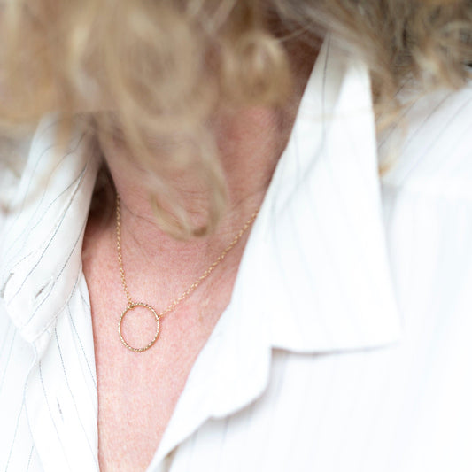 Gold Textured Ring Necklace-January Eleven