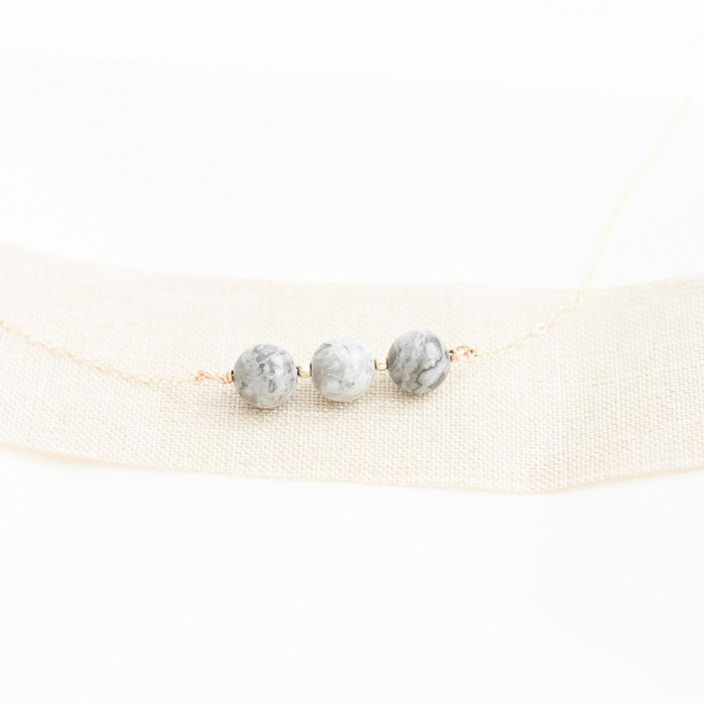 Grey Mapstone Stone Gold Necklace-necklace-January Eleven