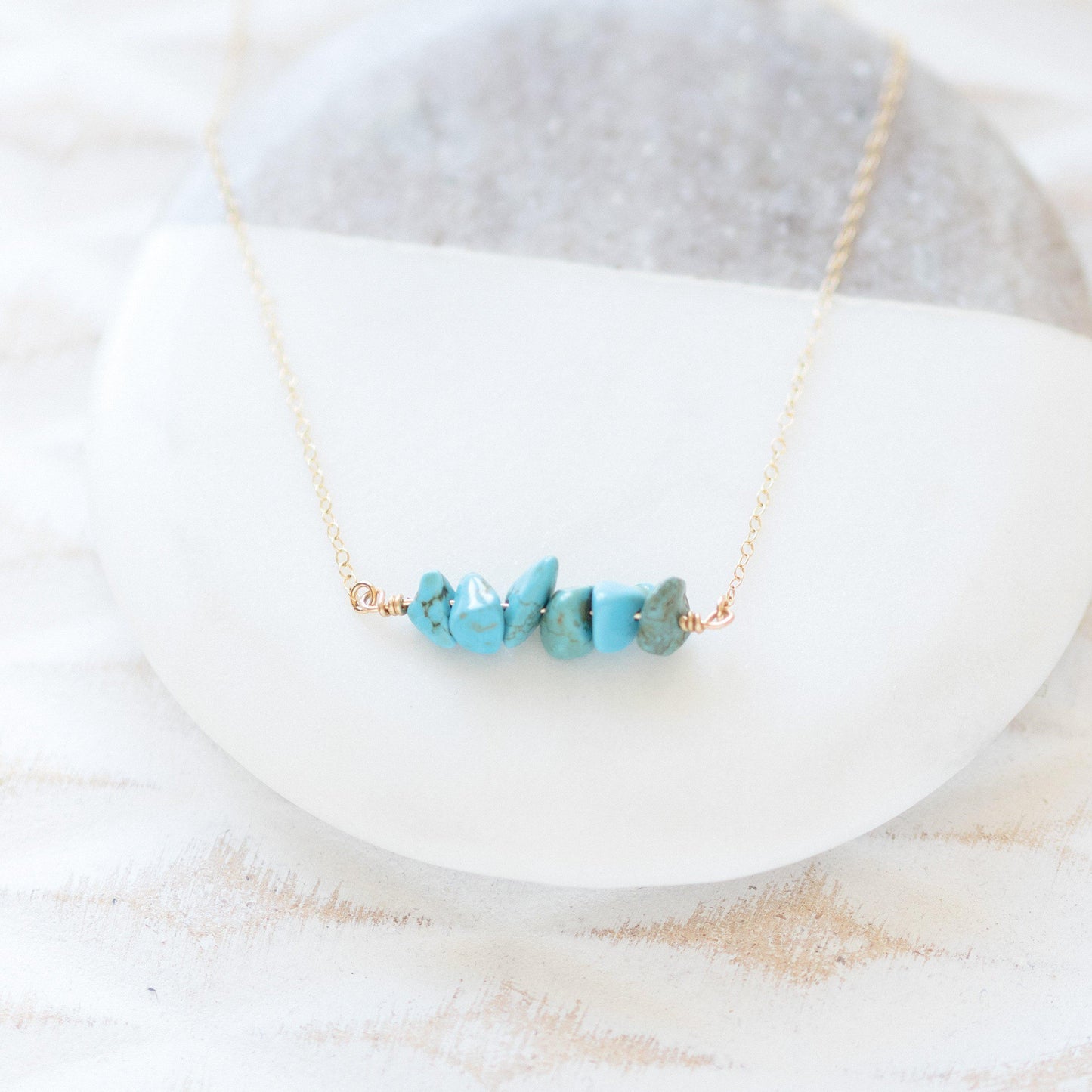 Gold Turquoise Gemstone Necklace-necklace-January Eleven