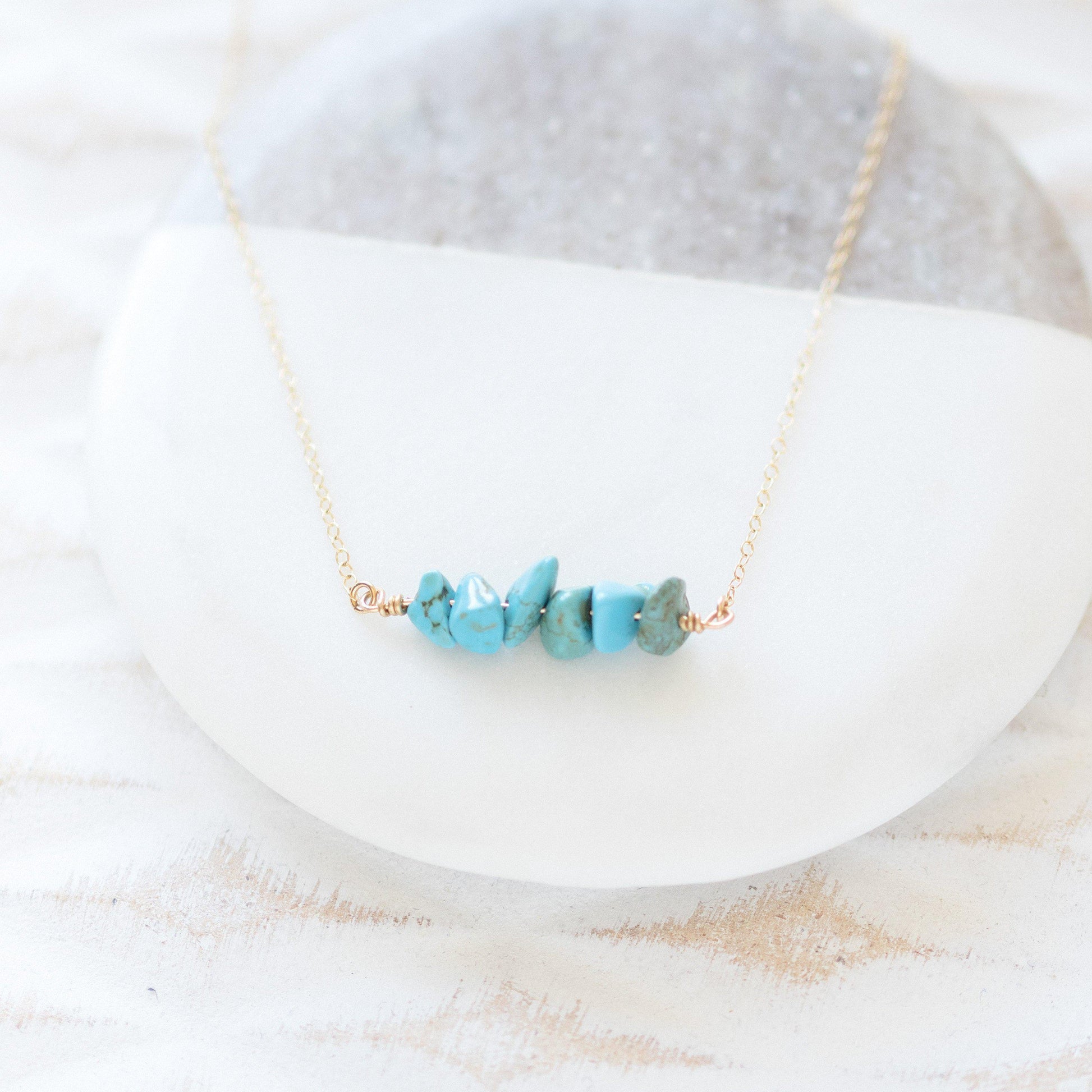 Gold Turquoise Gemstone Necklace-necklace-January Eleven