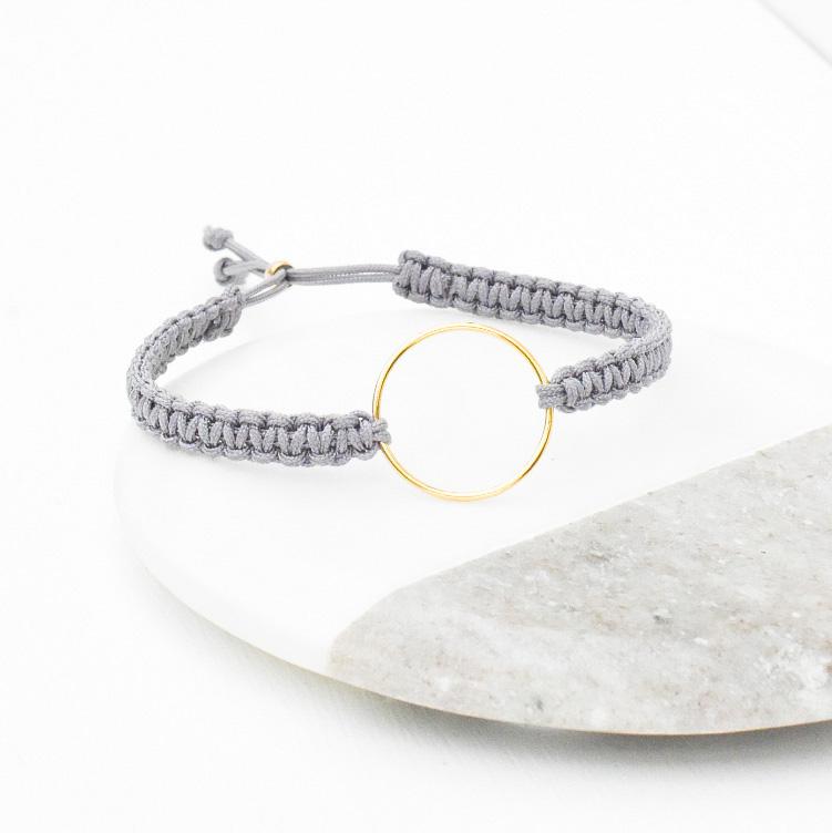 Grey Macrame Gold Ring Bracelet-bracelet-January Eleven