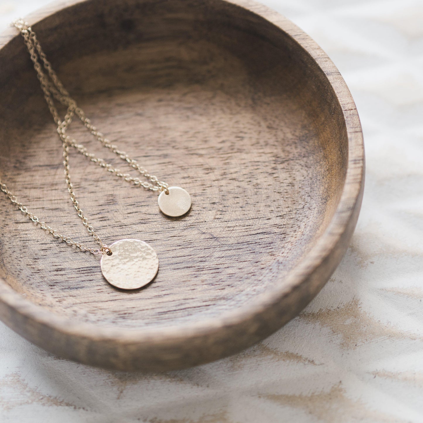 Large Gold Hammered Disc Necklace-necklace-January Eleven