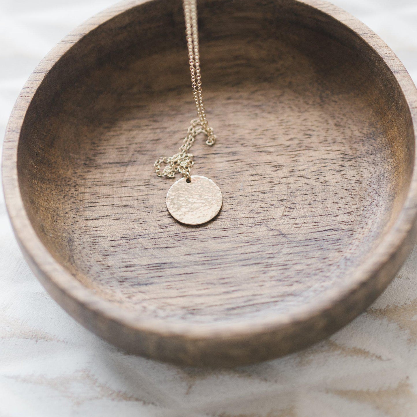 Large Gold Hammered Disc Necklace-necklace-January Eleven