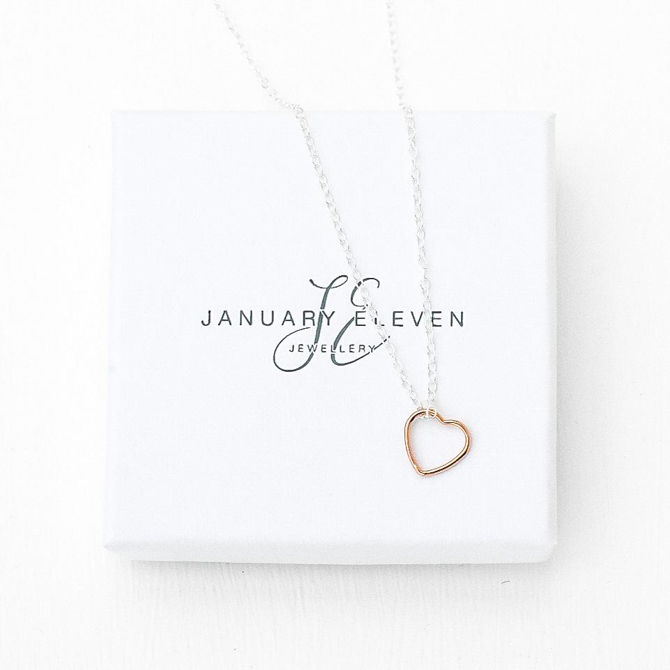 Rose Gold Open Heart Necklace-necklace-January Eleven