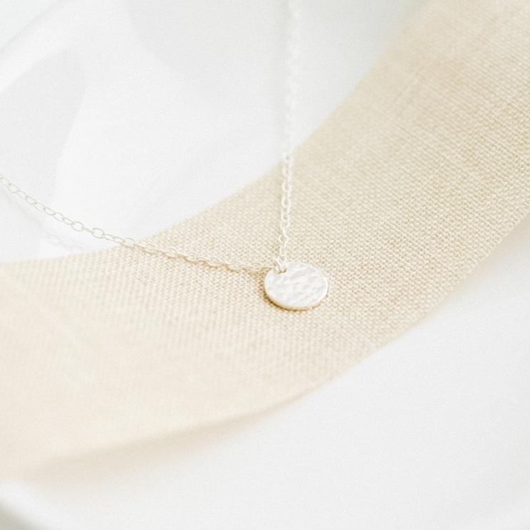 Silver Hammered Mini Disc Necklace-necklace-January Eleven